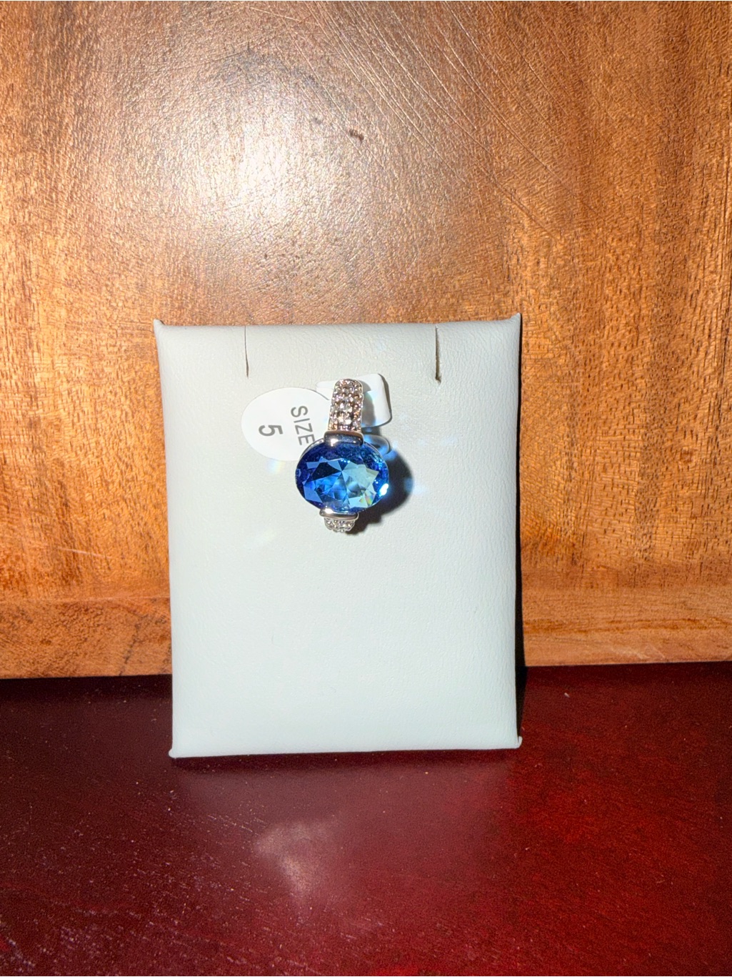 Oval Blue Gemstone Cocktail Ring With Pave Accents